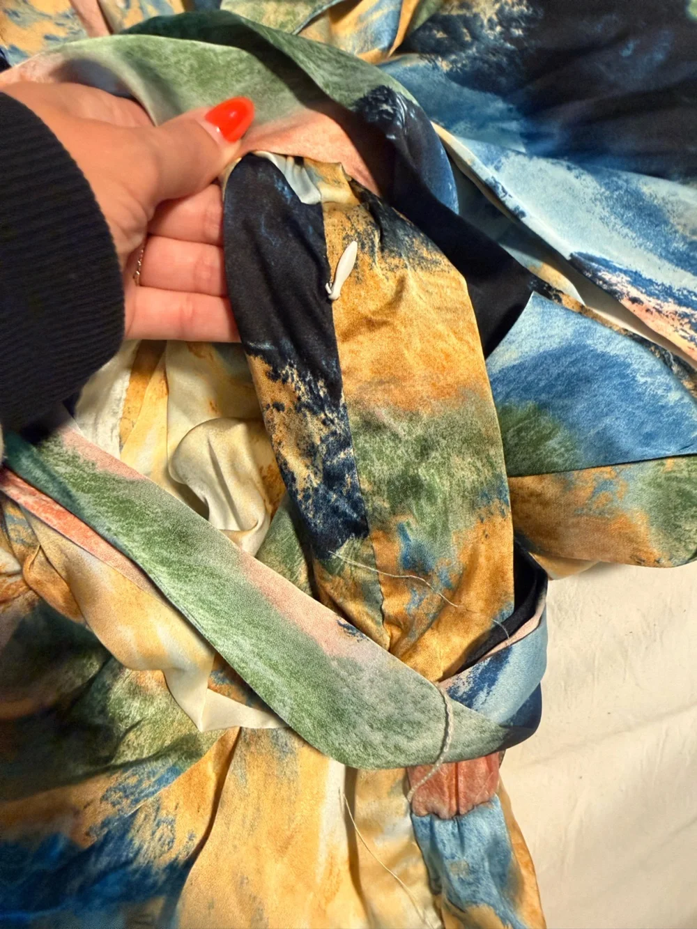 LUX X EL Floral Satin Top in Peach and Coral